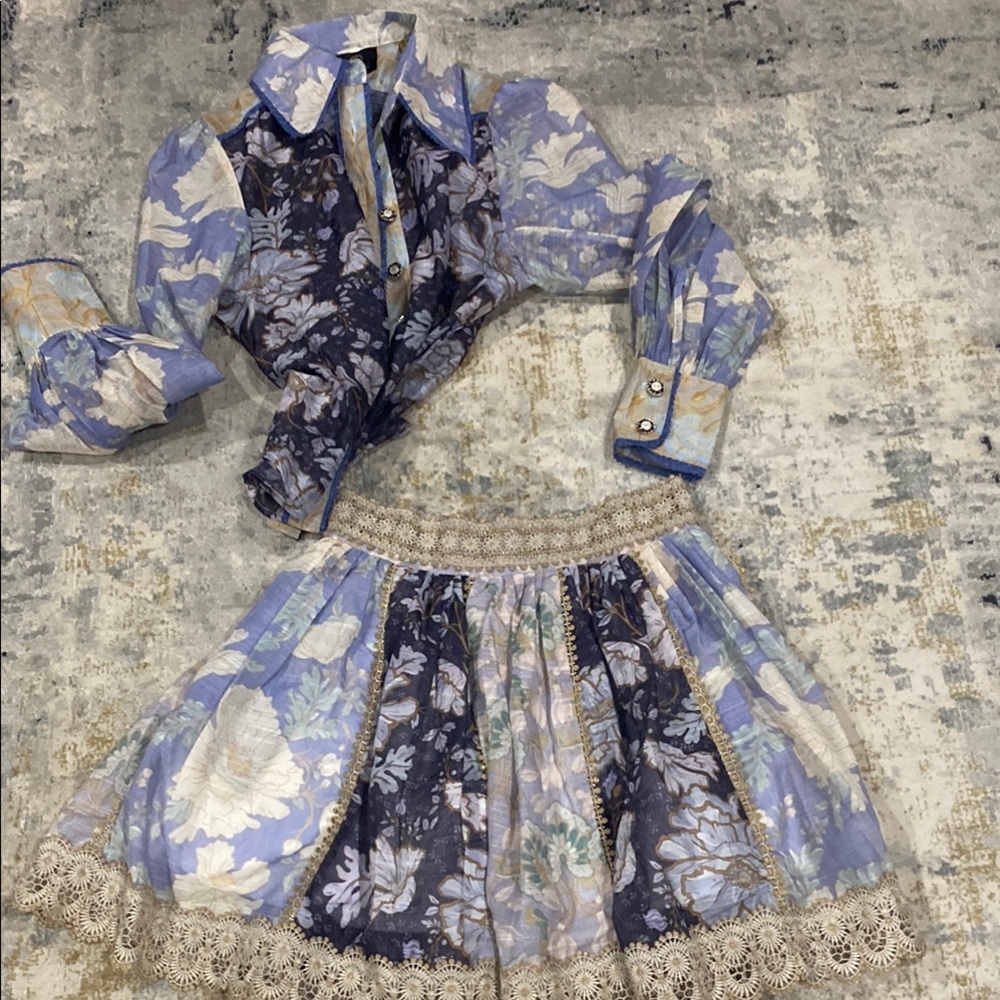 Olarsgrace Floral Blue detailed Dress